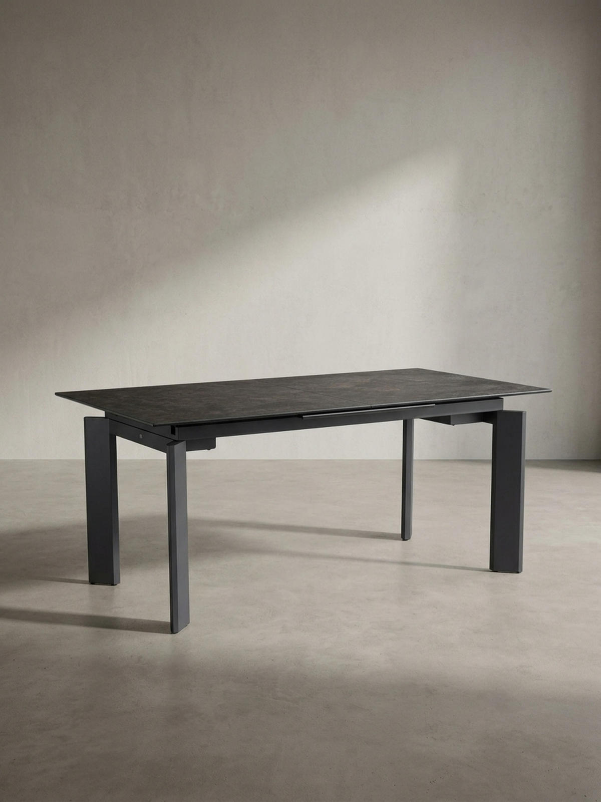 ESSTISCH Ausziehbar Keramik Glas Marmoroptik 180-240 MALTA, Schwarz 180x95x77 cm - Schwarz, Glas/Metall (95/180/77cm) - KADIMA DESIGN