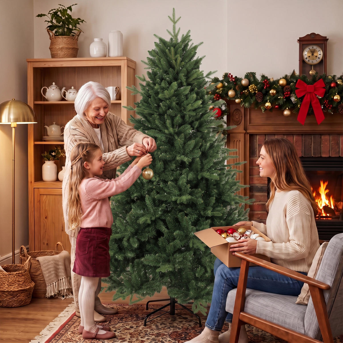 WEIHNACHTSBÄUME Grün 122.0/122.0/180.0cm - Grün, Kunststoff (180cm)