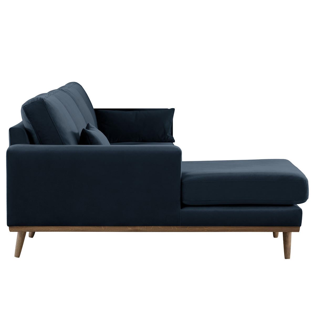 ECKSOFA mit Longchair - Eichefarben/Dunkelblau, Eichenholz/Textil (281/153cm) - home24