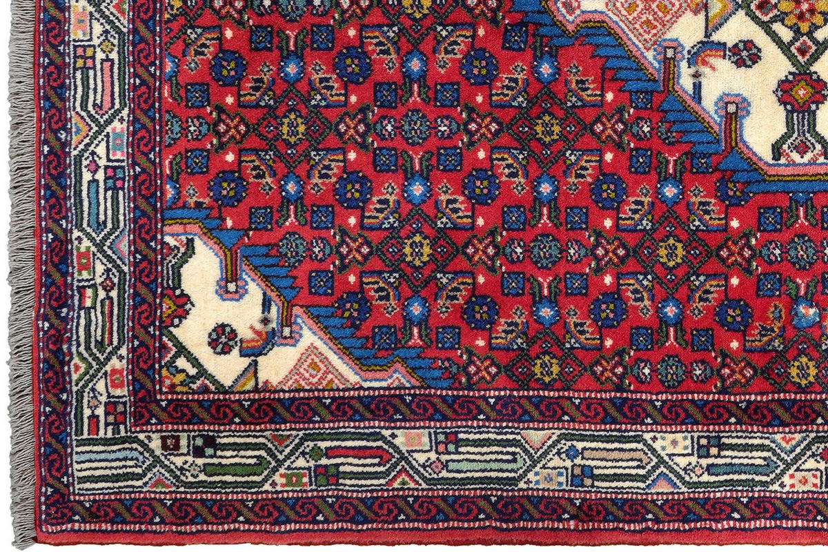 ORIENTTEPPICH handgeknüpft Assadabad Rot 154/107 cm Schurwolle - Rot, Textil (107/154cm) - Looma