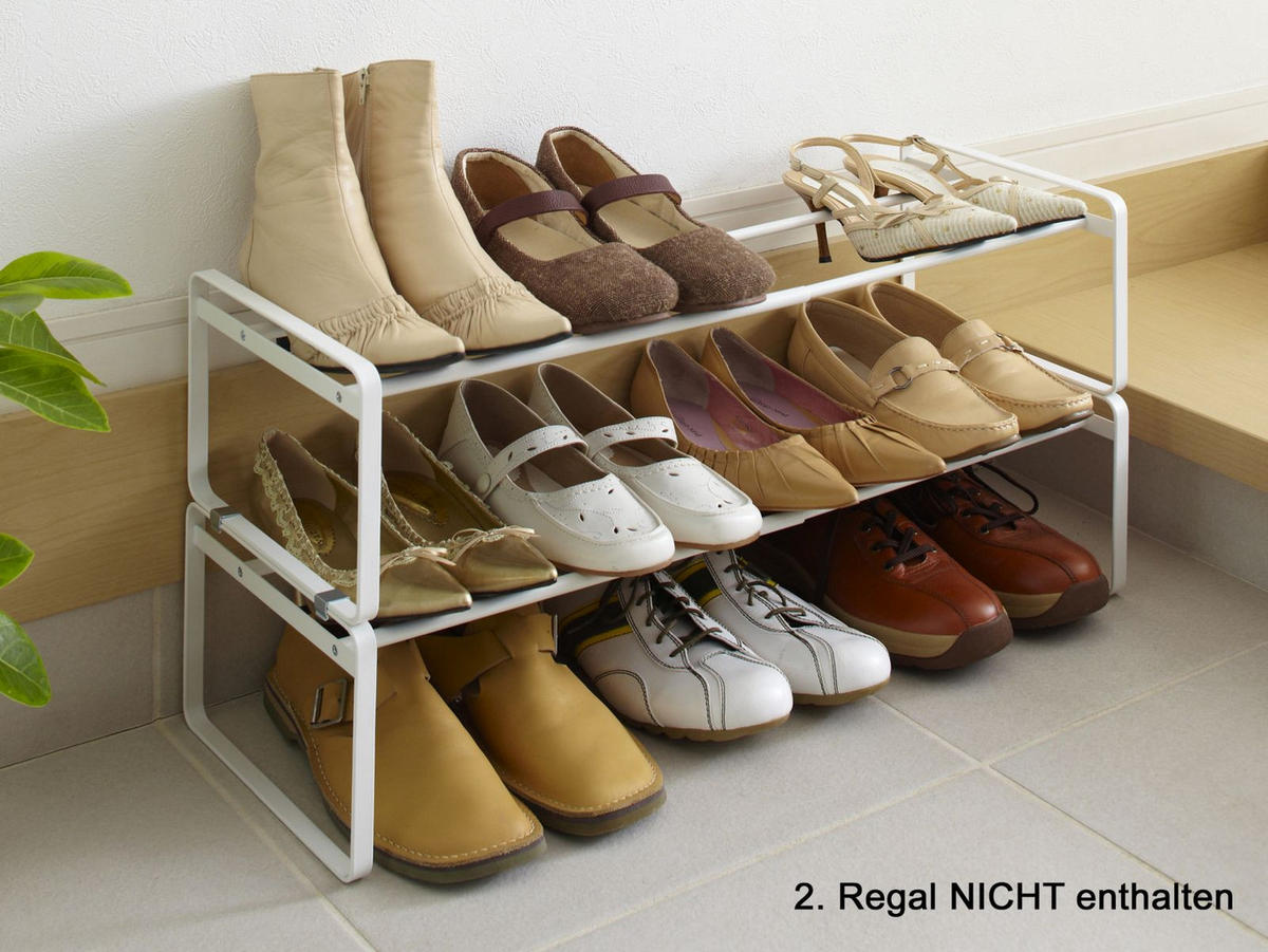 SCHUHREGAL Frame schwarz 40/17/25 cm ausziehbar bis 70cm - Weiß, Metall (40/25/17cm) - Yamazaki