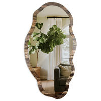 SPIEGEL 90x45 cm asymmetrisch mit Druck - Holzstruktur - Transparent, Glas (45/90/0.4cm) - TULUP