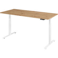 SCHREIBTISCH elektrisch 80/180/74 cm in Wildeiche/Weiß - Wildeiche/Weiß, Holzwerkstoff (80/180/74cm) - bümö
