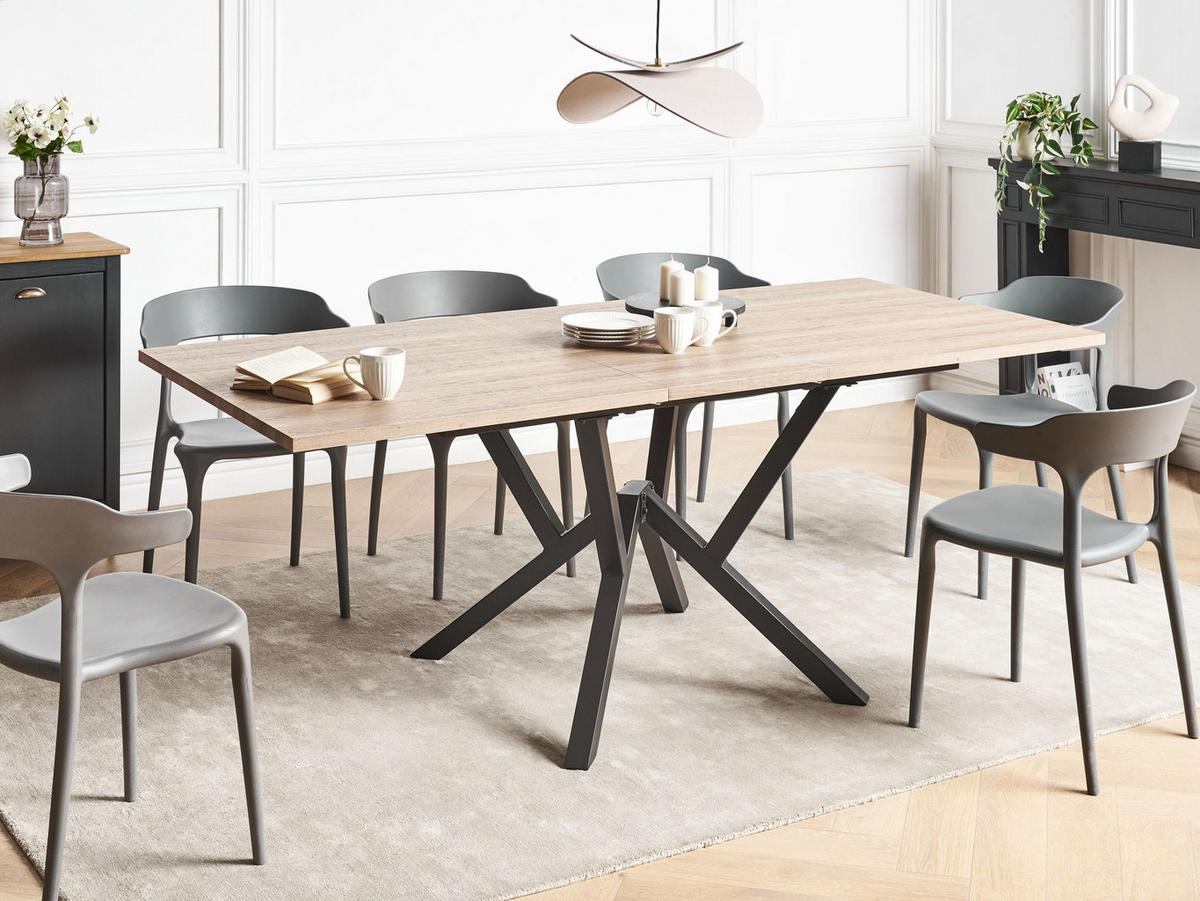 JÍDELNÍ STŮL vysunovací Světle hnědý 160-200/90 cm Ansell - světle hnědá, kompozitní dřevo (160/90/77cm) - Beliani