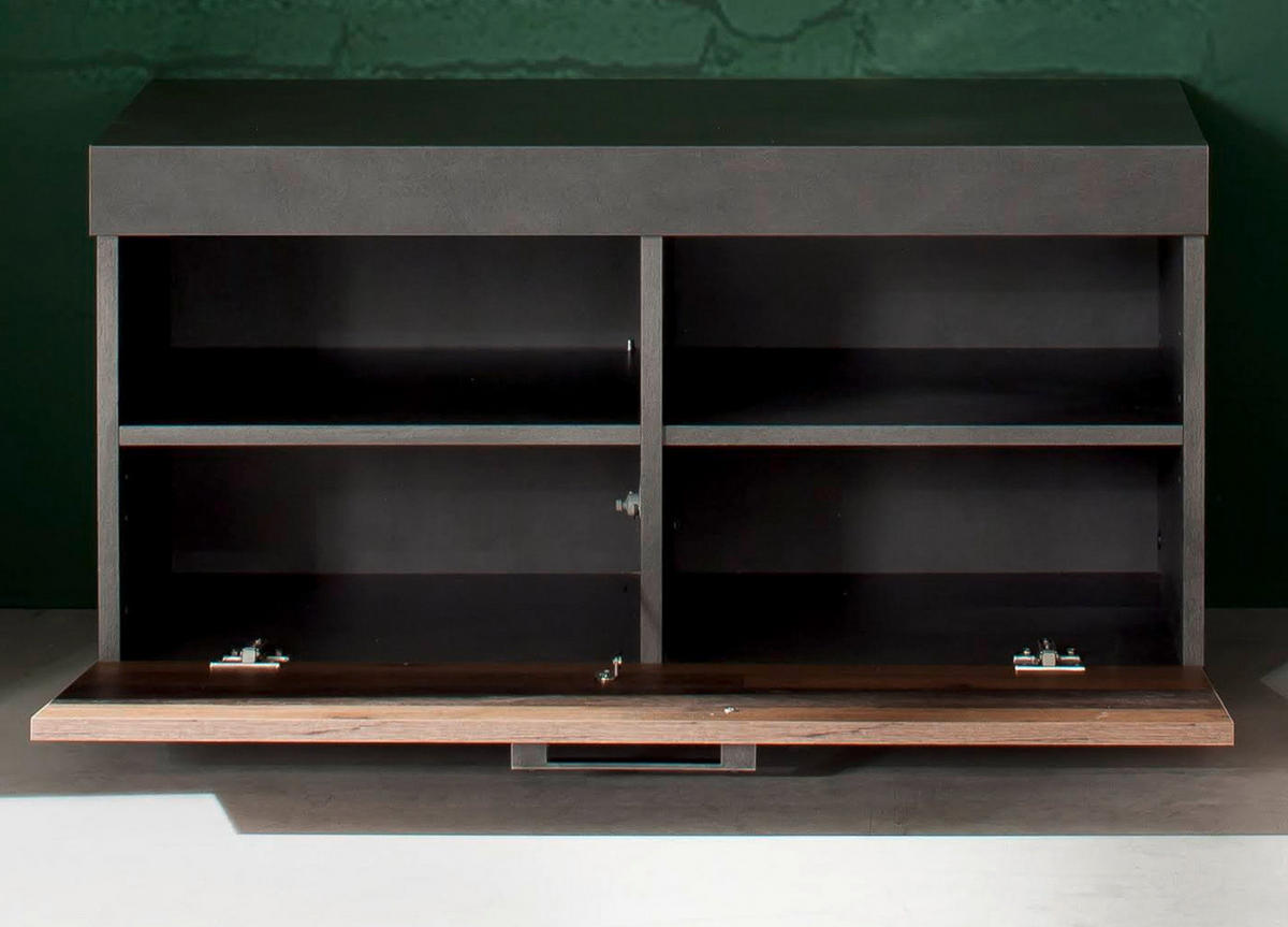 GARDEROBENBANK Used Wood Shabby mit grau 80 x 45 cm, Sitzbank mit Stauraum - Silberfarben/Schwarz, Holzwerkstoff/Kunststoff (80/45/37cm) - Top.Furn