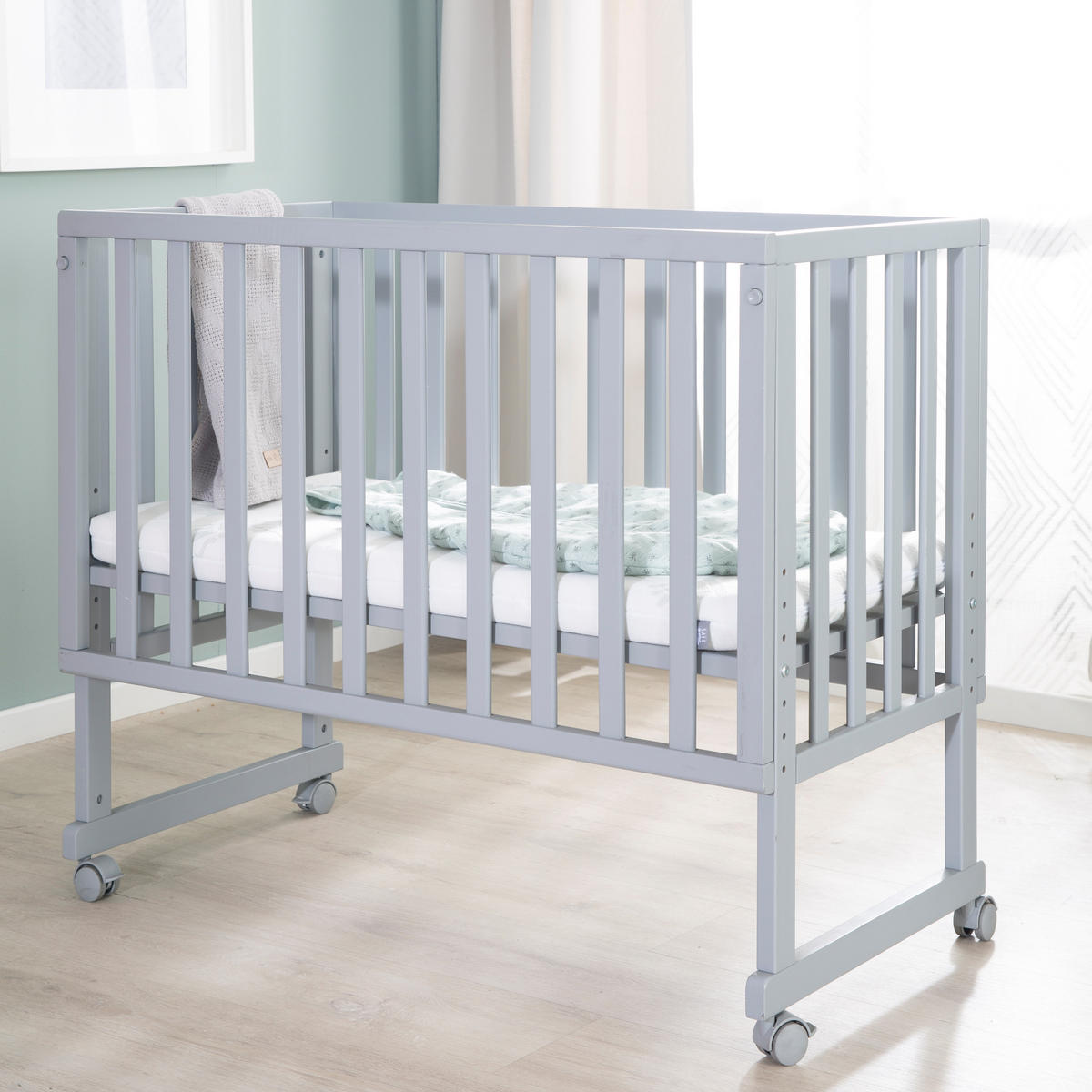 BEISTELLBETT 3in1 Set 90 x 45 cm - Taupe/Hellgrau, Holzwerkstoff (45/90cm) - Roba