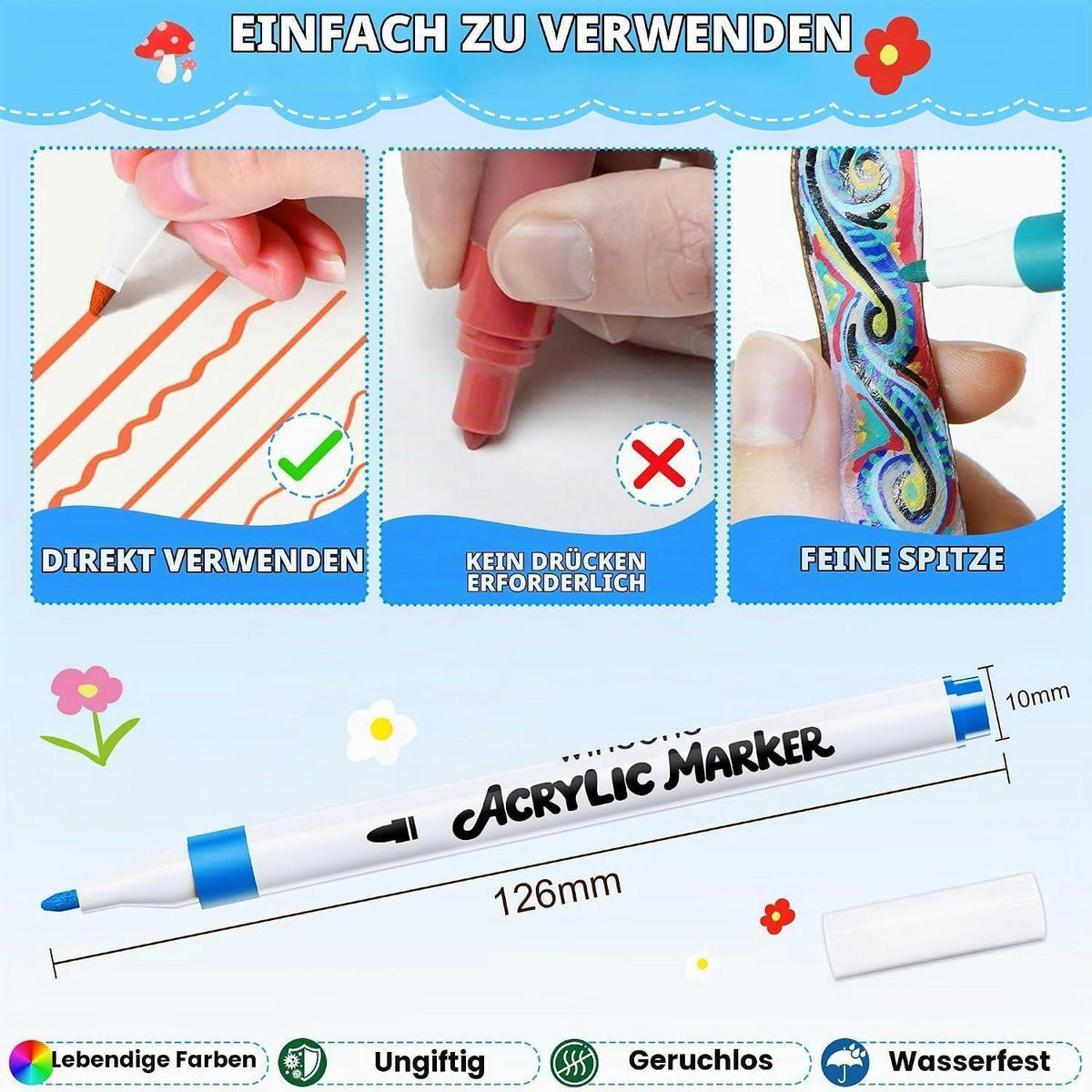 ACRYLSTIFTE 48 Farben Set - Multicolor, Kunststoff (1/1/12.6cm)