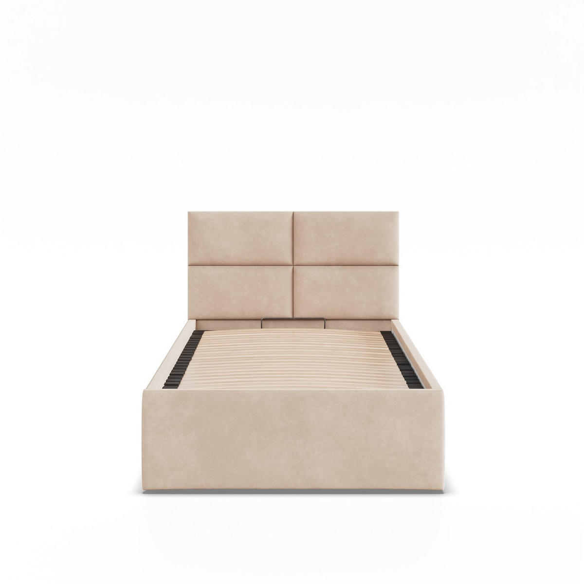 POLSTERBETT MIT KOPFTEIL 90x200 ohne Bettkasten BORGO, Beige - Creme, Textil (90/200cm) - Mebligo