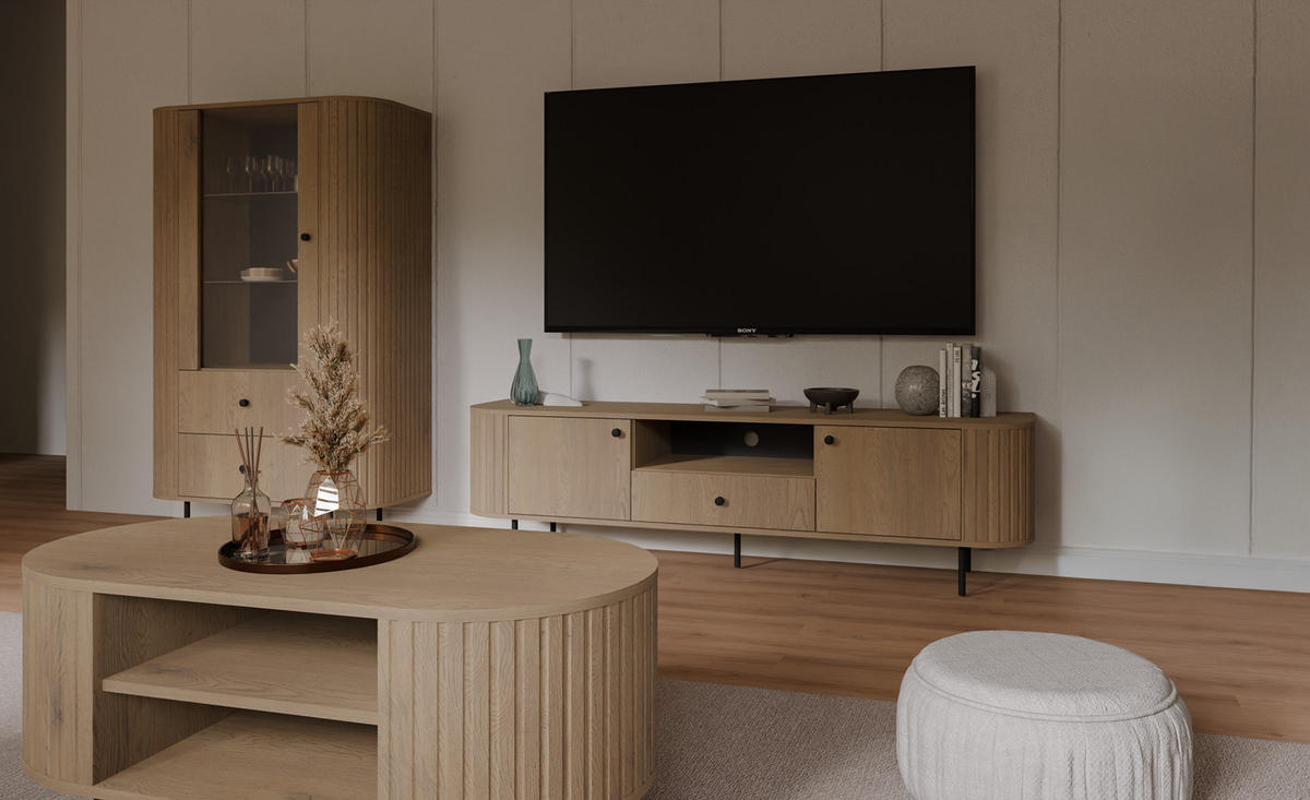 LOWBOARD 180 cm breit Eiche cremona OVI - Braun, Holzwerkstoff (180/42/42cm) - Compleo24