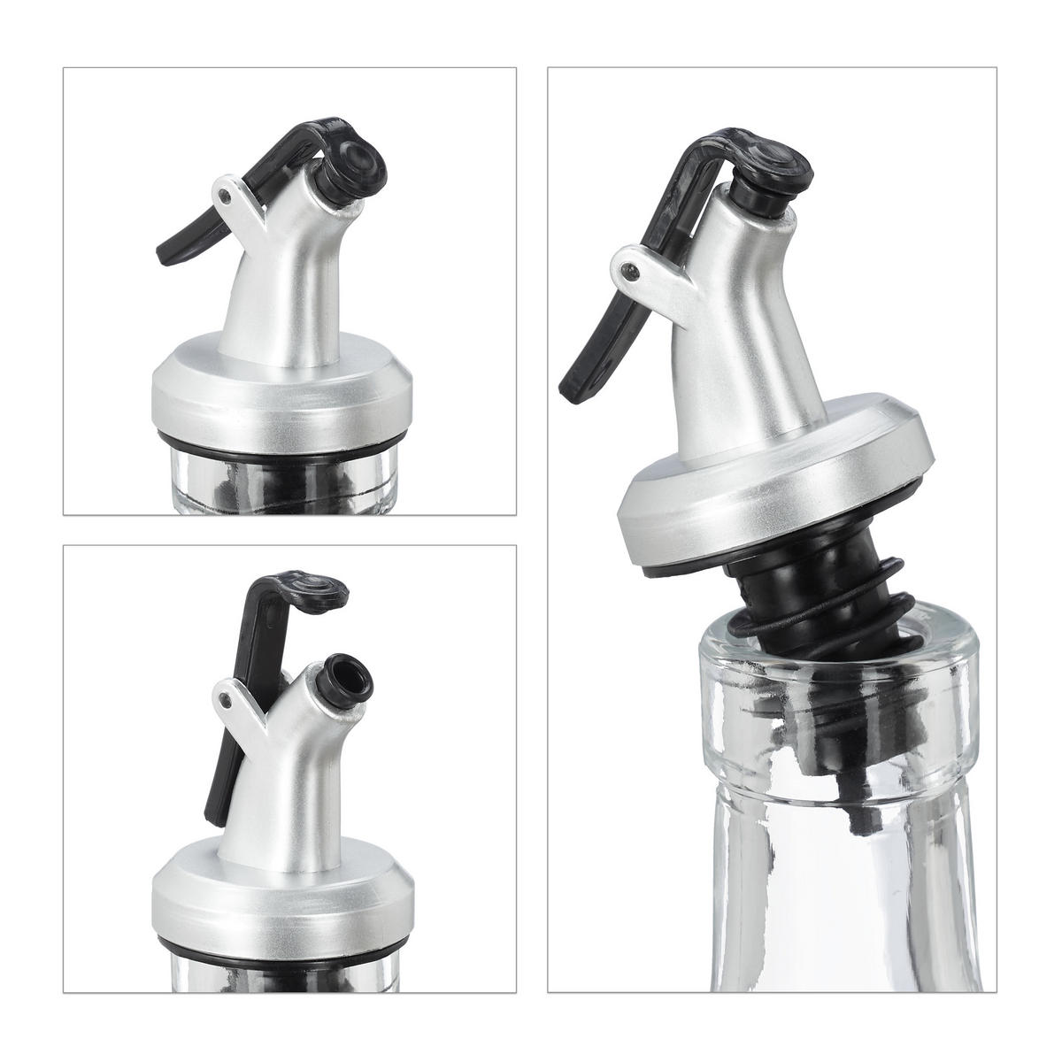 ESSIG-ÖLSPENDER - Transparent, Glas/Kunststoff (11/27.5/6cm) - Relaxdays