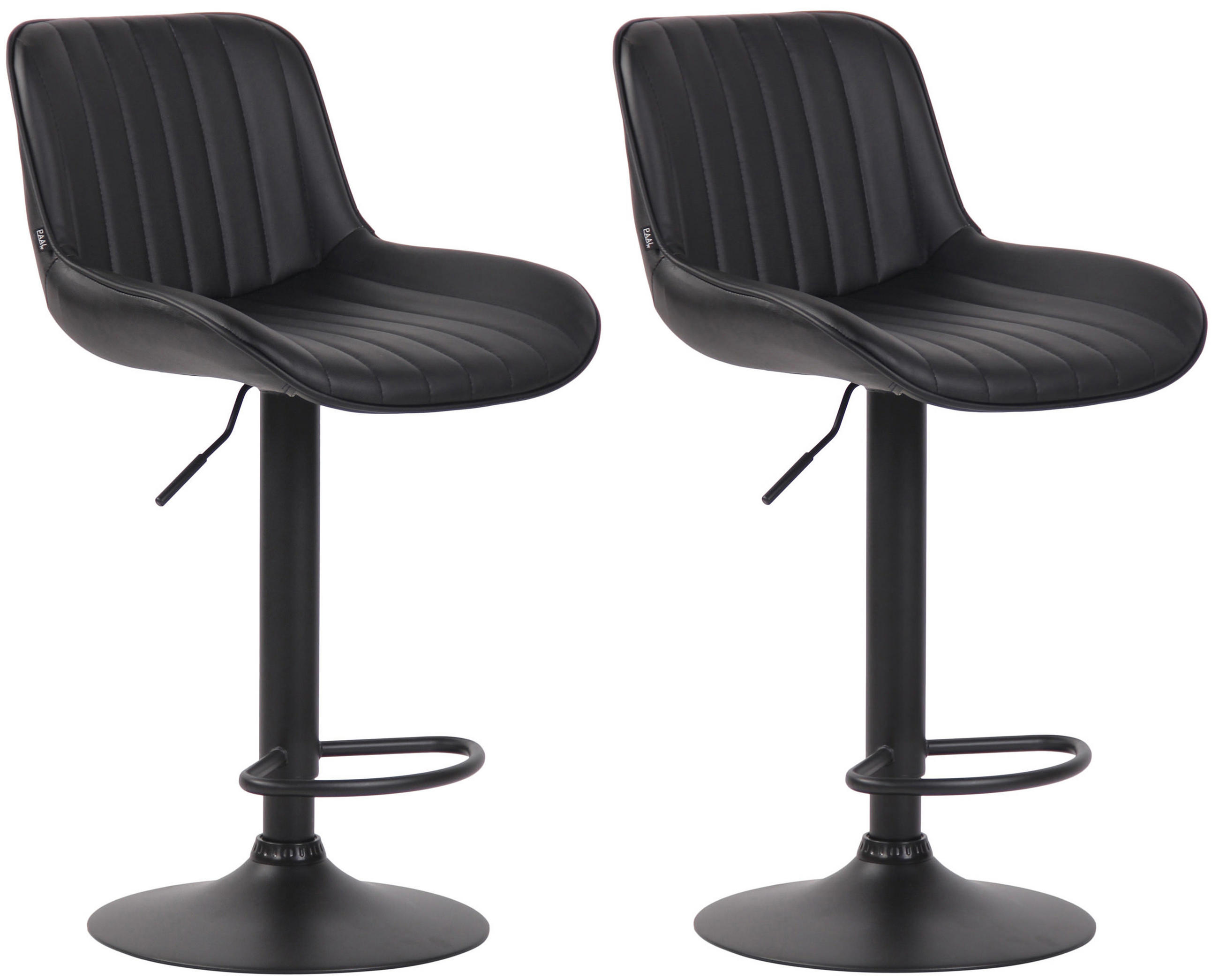 BARHOCKER 2er Set Lentos Kunstleder schwarz schwarz - Schwarz, Kunststoff/Metall (50/108/50cm) - TPFLiving