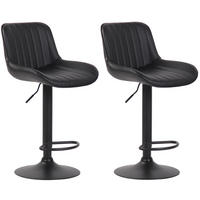 BARHOCKER 2er Set Lentos Kunstleder schwarz schwarz - Schwarz, Kunststoff/Metall (50/108/50cm) - TPFLiving