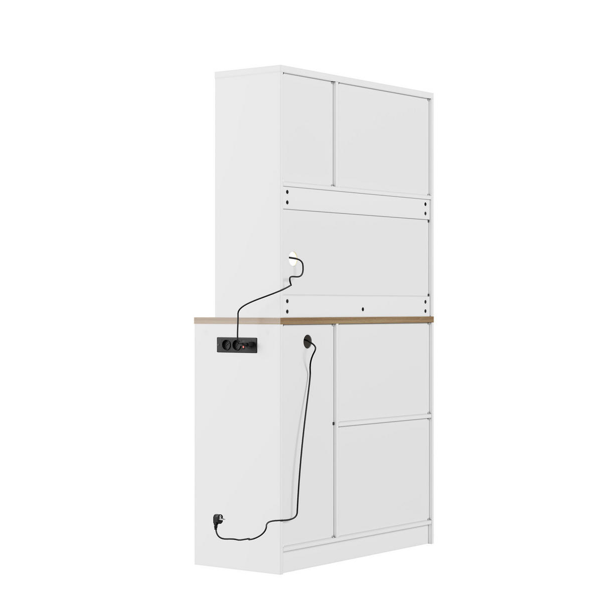 BUFFET 100/180/40 cm Weiß aus MDF mit LED-Beleuchtung und Steckdose - Weiß, Holzwerkstoff (40/180/100cm) - OKMYHOME
