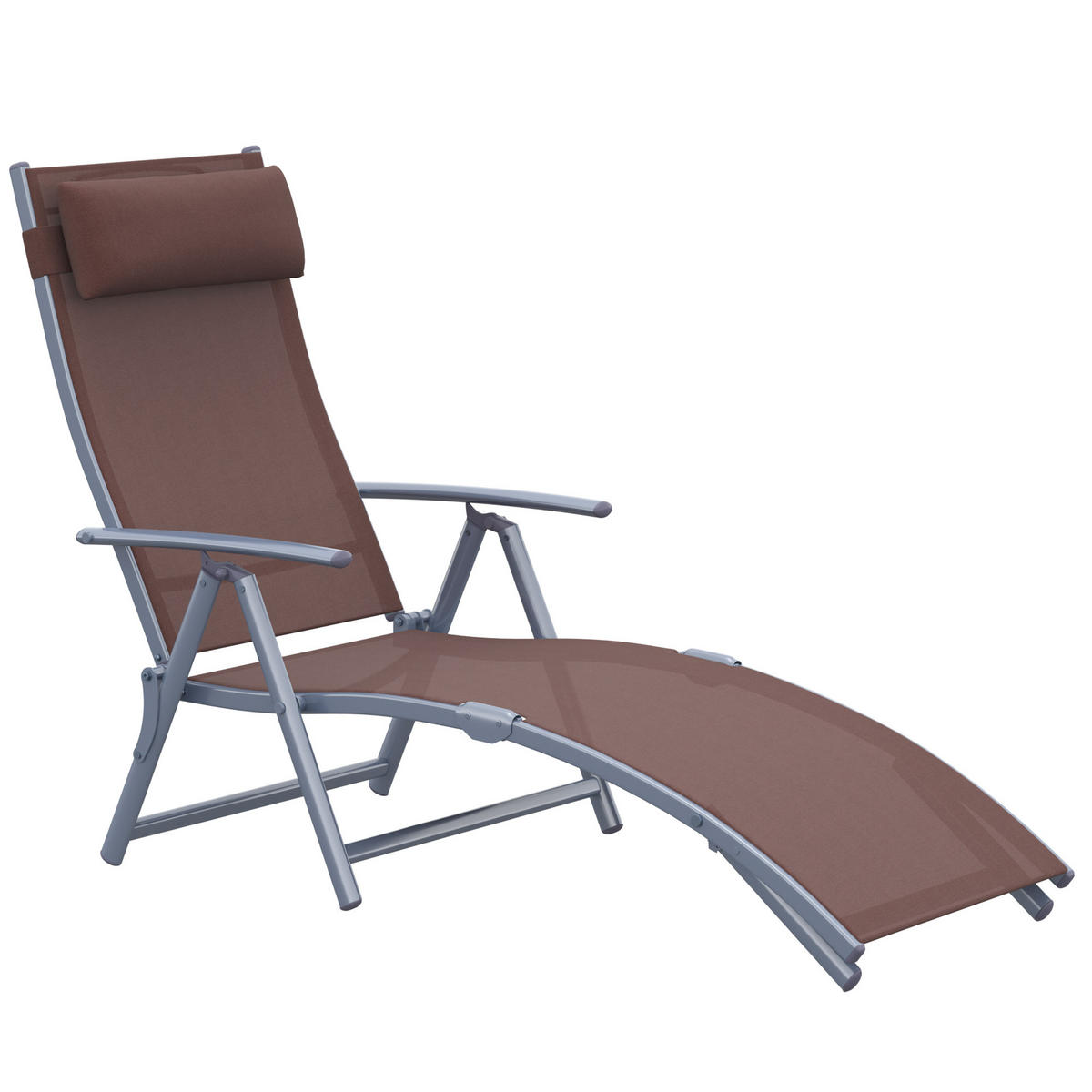 SONNENLIEGE DE-13548 7-fach verstellbar mit Kopfstütze Braun - Braun, Metall (64/100.5/137cm) - ComfortXL