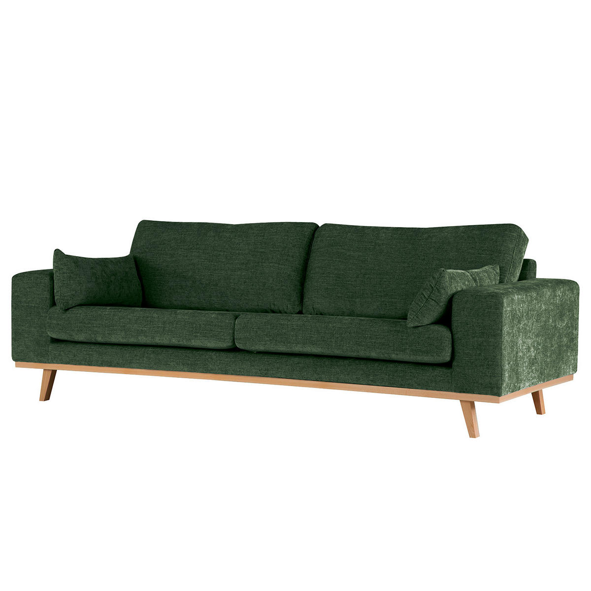 3-SITZER SOFA - Dunkelgrün/Buchefarben, Buchenholz/Textil (237/81/88cm) - home24