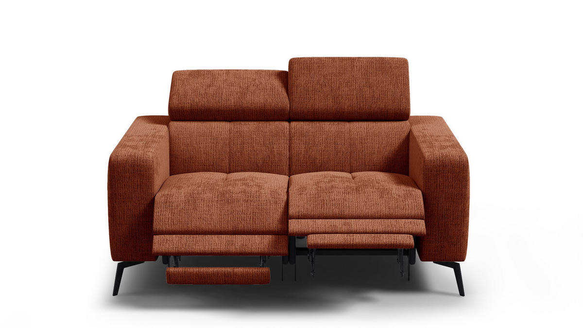 RELAXSOFA MORELLO 2-Sitzer, rostrot, 2 x Relax Zero Gravity - Orange, Holz/Textil (164/82/103cm) - Courtois Laville