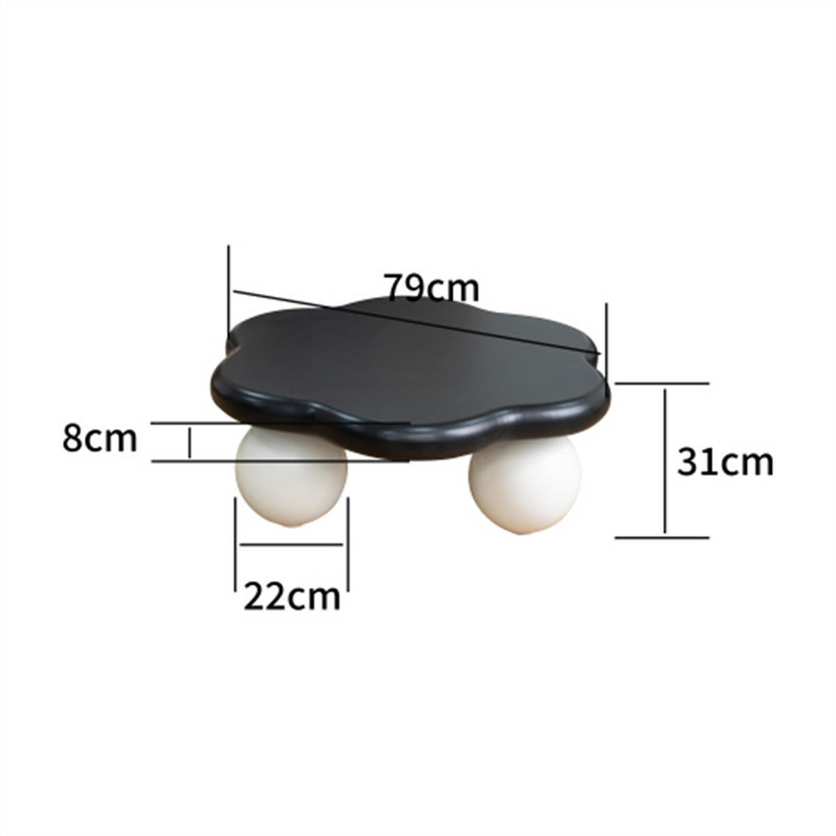COUCHTISCH Wolkenform, schwarz/weiß, 79x79x31 cm - Schwarz, Holzwerkstoff (79/79/31cm) - Blomus