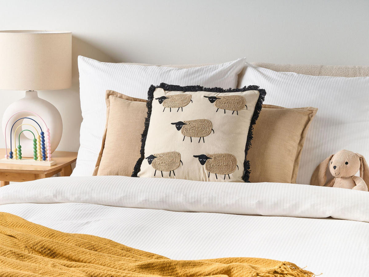 DEKOKISSEN 2er-Set Beige 45/45 cm Bannu - Beige, Naturmaterialien/Textil (45/45cm) - Beliani