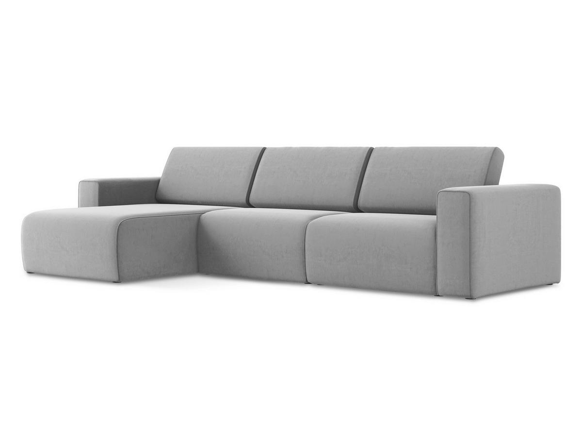 ECKSOFA Links Samt Stoff Grau - Creme/Schwarz, Kunststoff/Textil (167/314cm) - Makamii