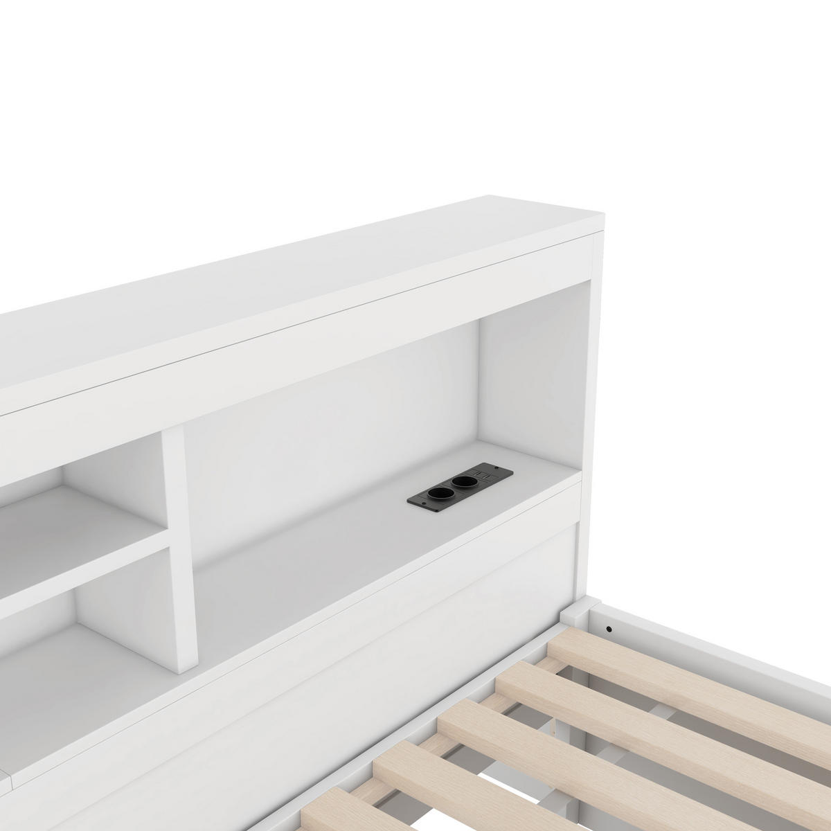 SCHLAFSOFA 90x200cm Weiß Mit LED USB & Staufach - Weiß, Holzwerkstoff - FLIEKS