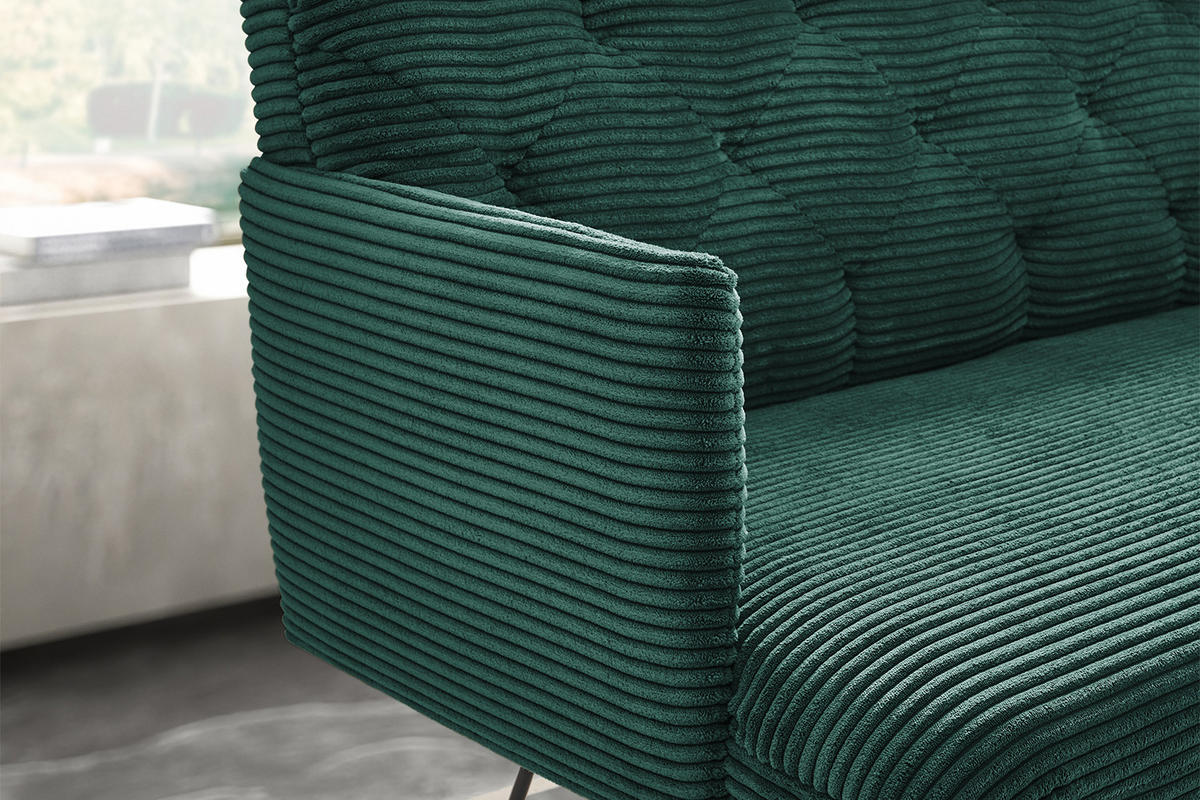ESSZIMMERBANK CHARME Smaragdgrün Cord - Smaragdgrün, Textil (166/85/69cm) - KAWOLA