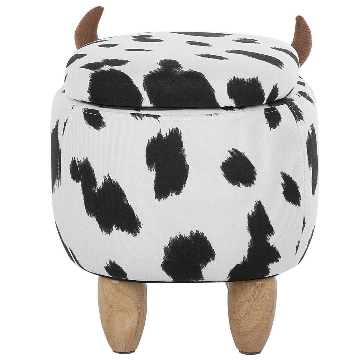 HOCKER Cow 32/60/35 cm - Schwarz, Kunststoff/Textil (60/35/32cm) - Beliani