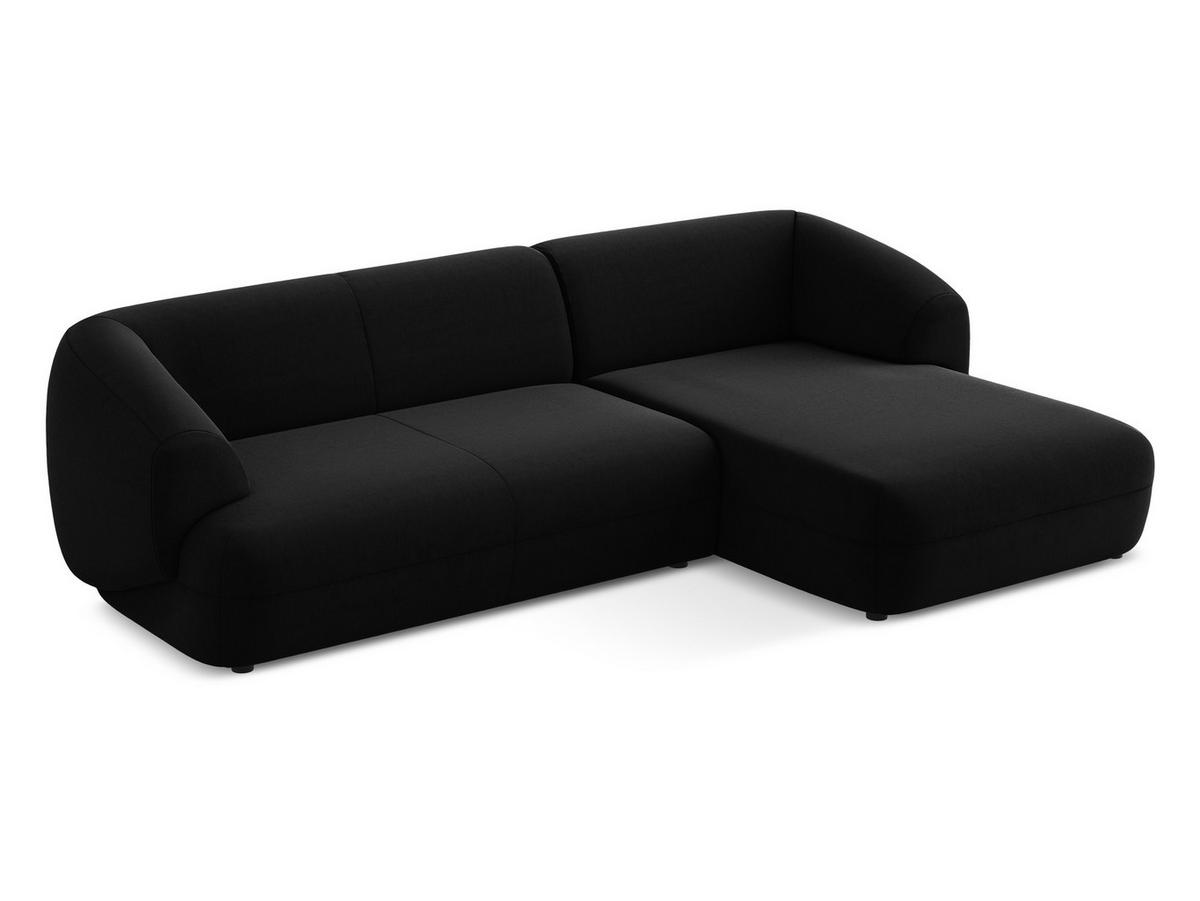 ECKSOFA Rechts Samt Stoff Schwarz - Schwarz, Kunststoff/Textil (280/156cm) - Makamii