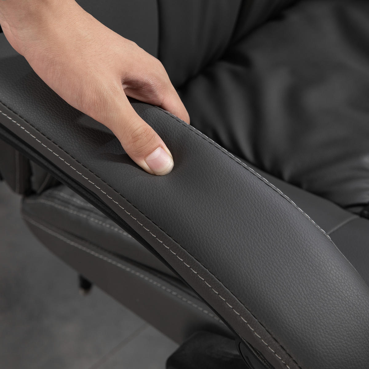 CHEFSESSEL DE-05017 Mit Fußstütze, Kopfstütze & Massagefunktion Dunkelgrau - Dunkelgrau, Metall (68.5/121/68.5cm) - ComfortXL