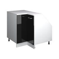 KOTNI KUHINJSKI ORMAR ZA KOSINE KROVA R-Line Sjajna Crna 75.6 cm s 1 vratima, korpus ormarića dubine 60 cm - bijela/crna visoki sjaj, drvni materijal (75.6/83.8/60cm) - Vicco