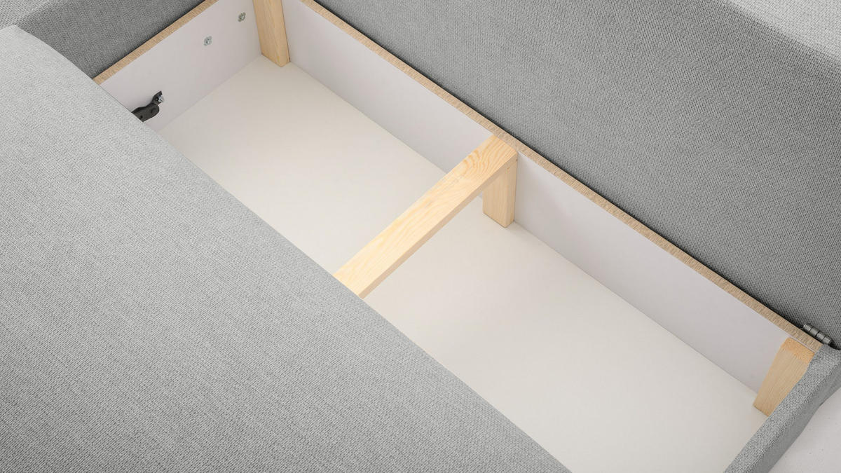 ECKSOFA mit Schlaffunktion Greste, Hellgrau - Hellgrau, Textil (150/223cm) - Meblito