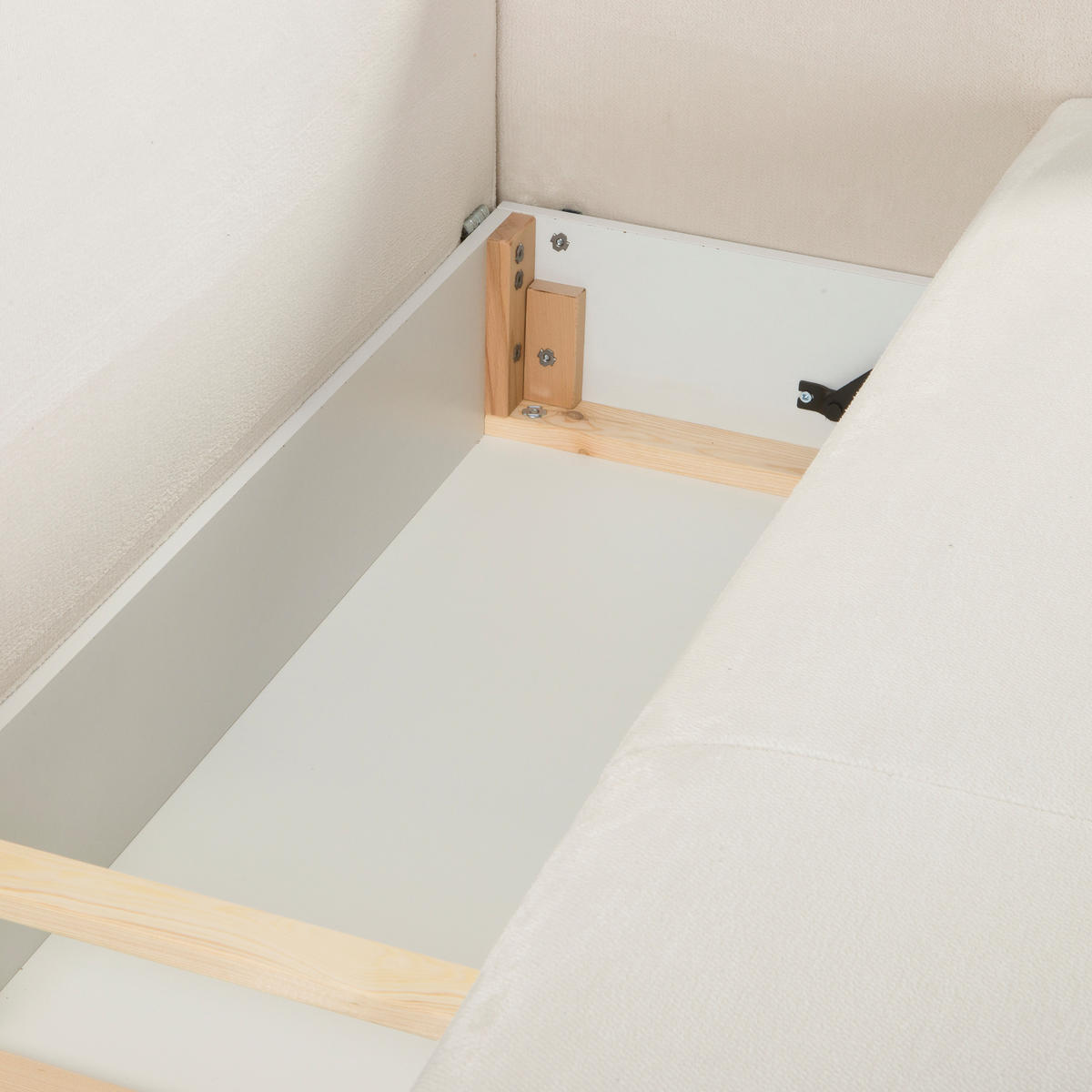 BETTSOFA ARNO Beige Plüsch-Stoff mit Schlaffunktion - Beige, Textil (102/97/216cm) - MASSENO