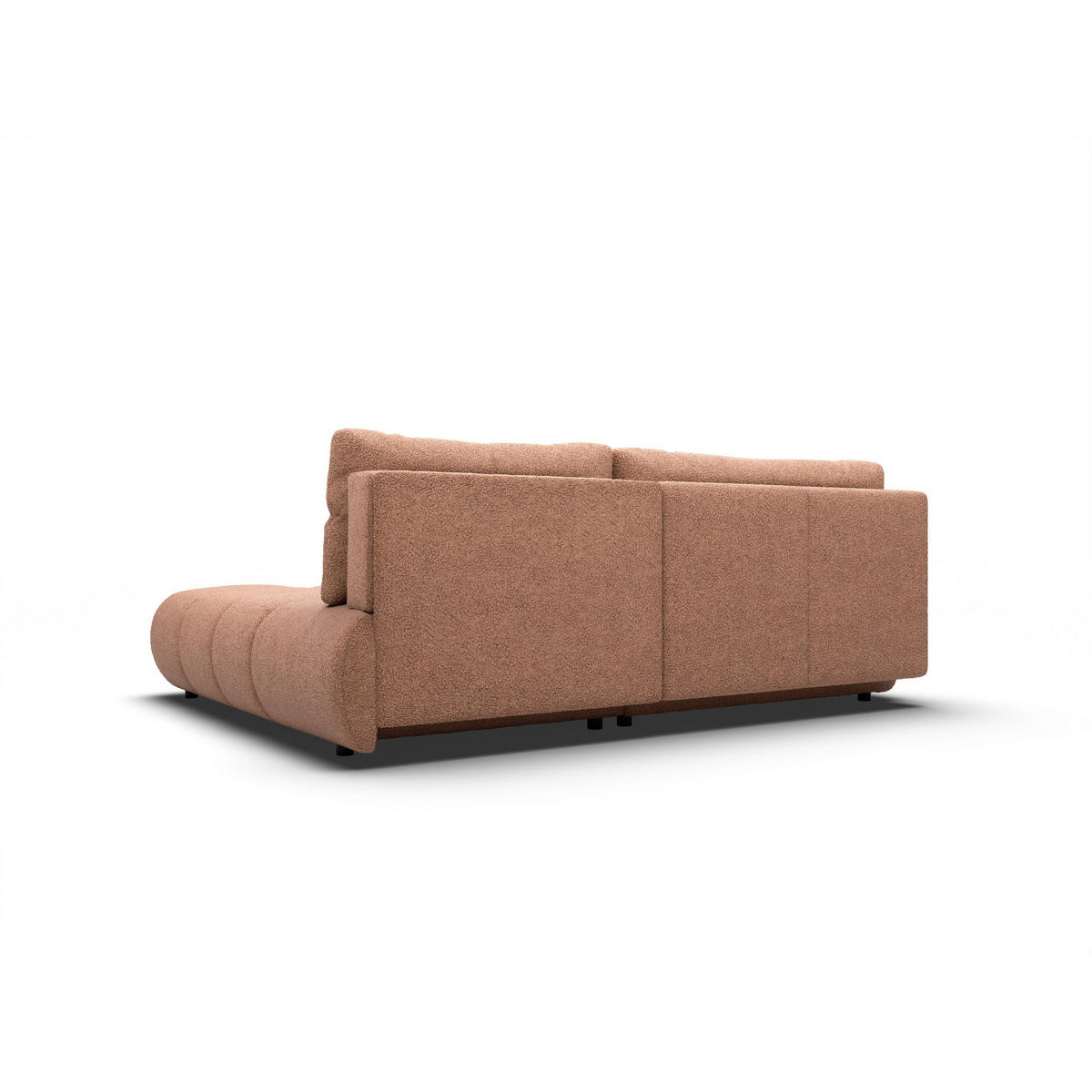 ECKSOFA CORSO R-S Orange Boucle-Stoff mit Schlaffunktion - Orange, Holz (230/177cm) - MASSENO