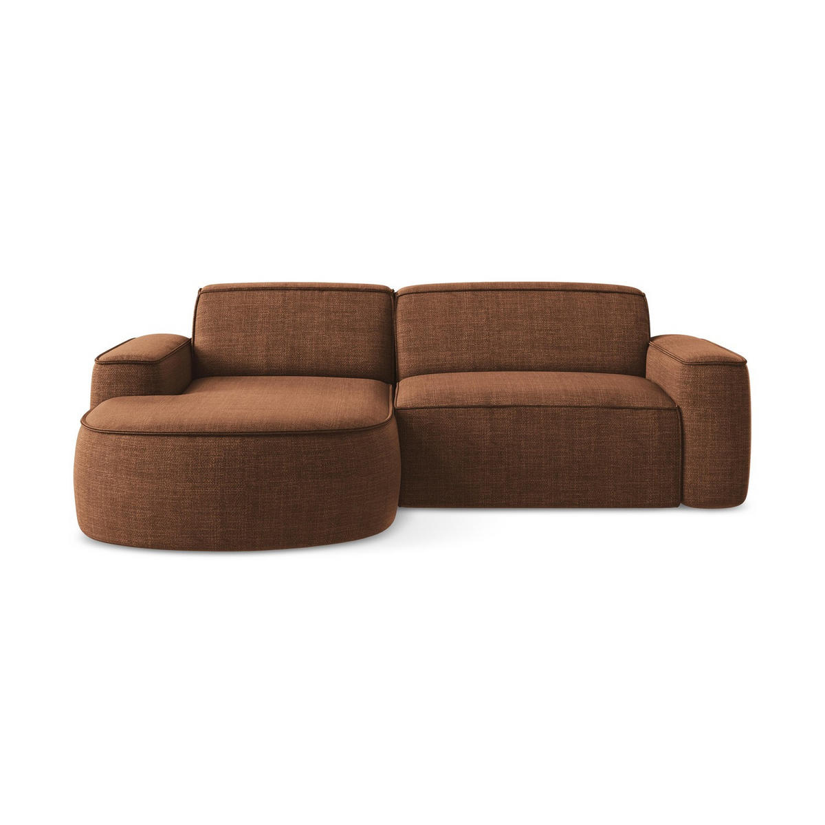 ECKSOFA Links Strukturstoff Orange - Terracotta/Schwarz, Holzwerkstoff/Kunststoff (224/166cm) - LaMiaSofa