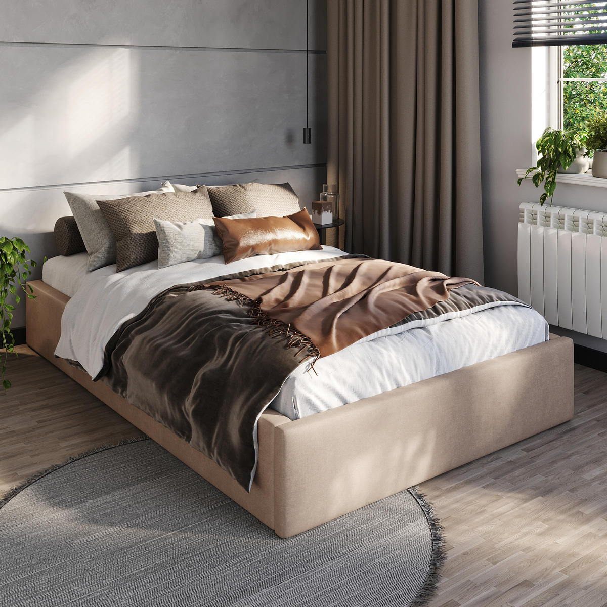 POLSTERBETT 120x200cm Bett mit Stauraum Lattenrost Beige - Beige, Holz/Holzwerkstoff (120/200cm) - Muralo