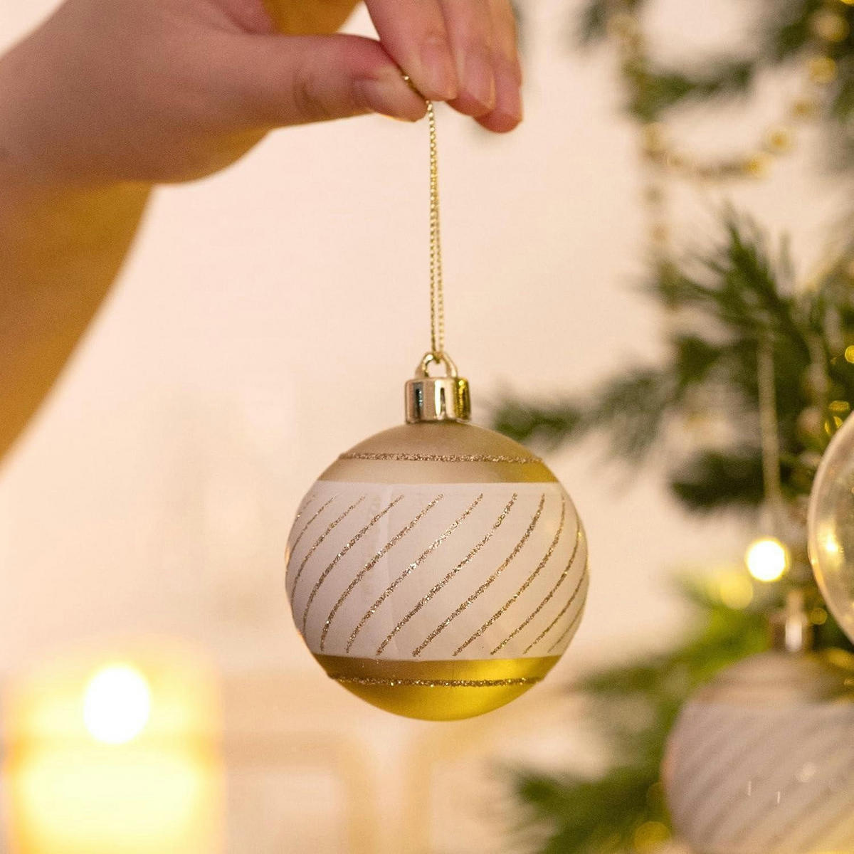 WEIHNACHTSKUGELN 16-teiliges Set 6 cm Weiß Gold Bruchsicher Kunststoff - Multicolor, Kunststoff (6/6/6cm)