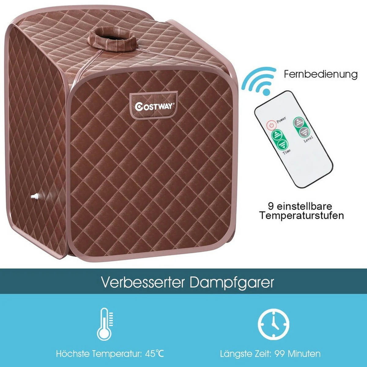 AMPFSAUNA Tragbare kaffee - Braun, Textil (85/106/84cm) - COSTWAY