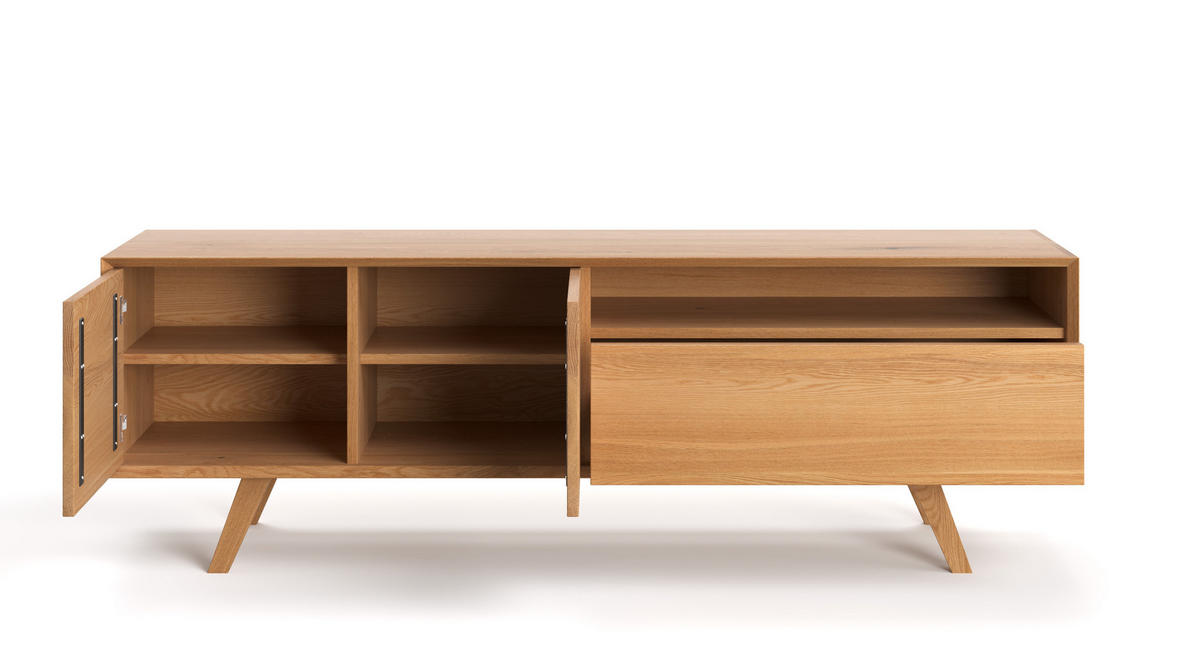 TV-SCHRANK Quatro aus massivem Eichenholz 200 cm - Eichefarben/Naturfarben, Holz (200/65/50cm) - Danzz