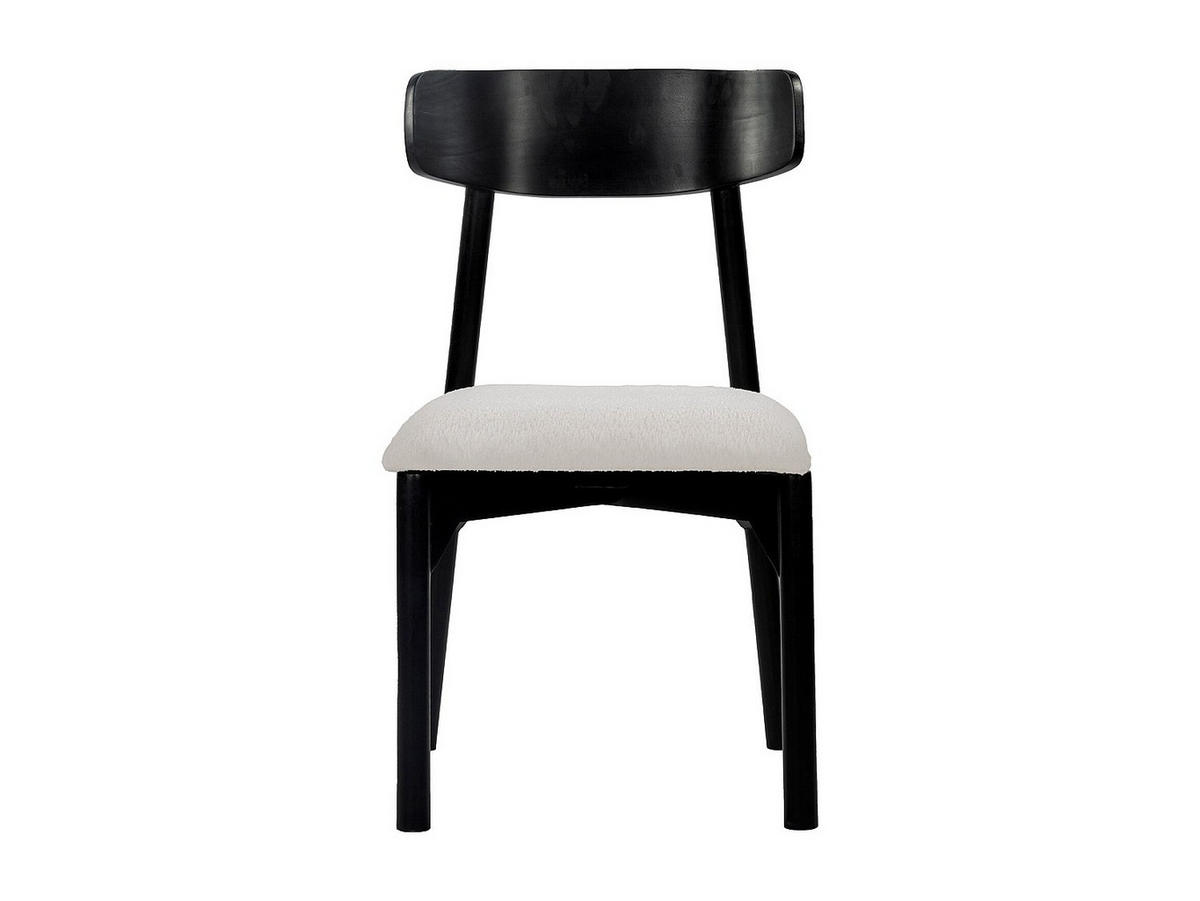 STUHL 2er-Set - Bouclé-Stoff & Mangoholz - Weiß - TAMENIA - Schwarz, Holz (55/84/46cm) - Vente-Unique