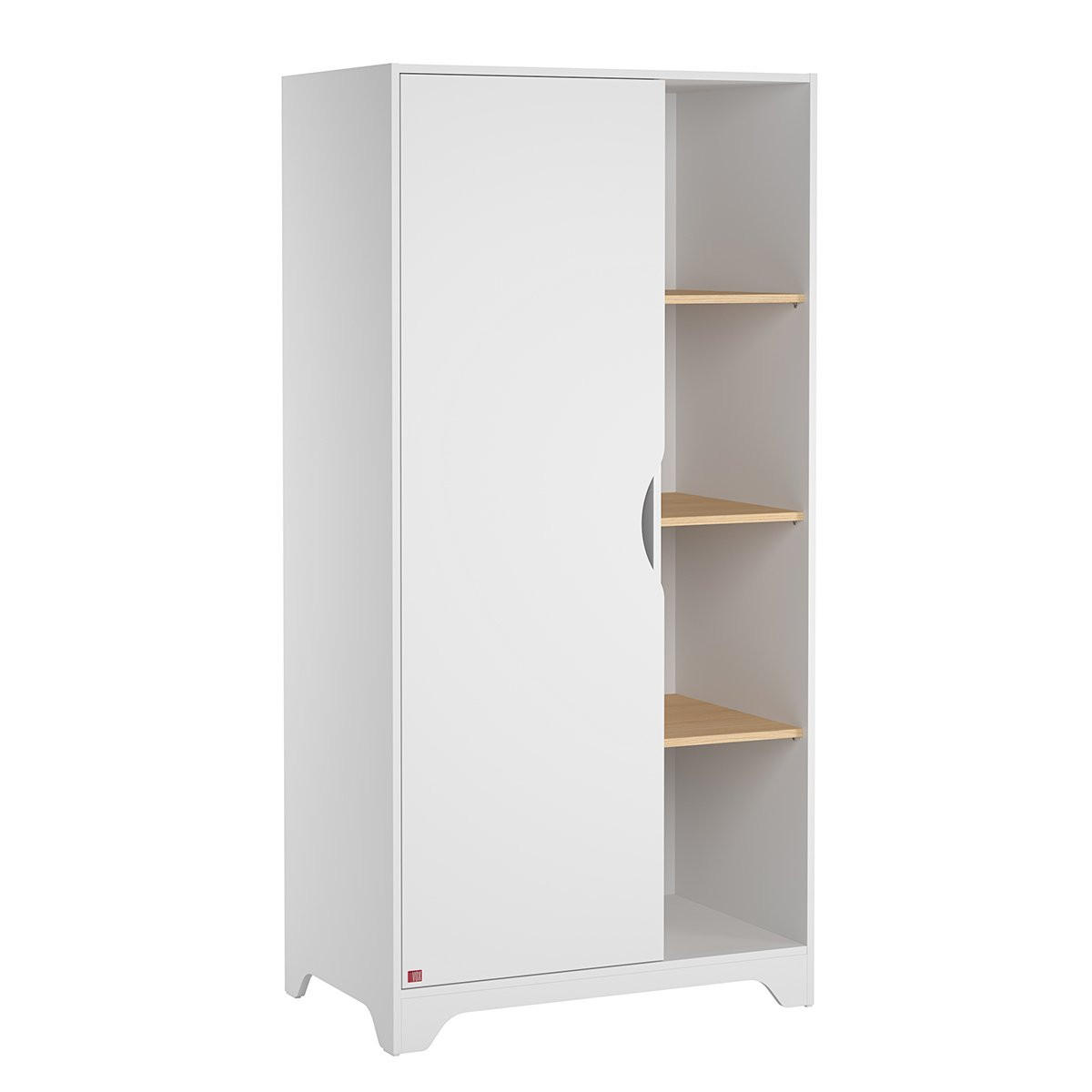 SCHRANK mit 1 Tür und 3 offenen Regalen L88.5cm - Leaf - Weiß, Holzwerkstoff (52/179.5/88.5cm) - Calicosy