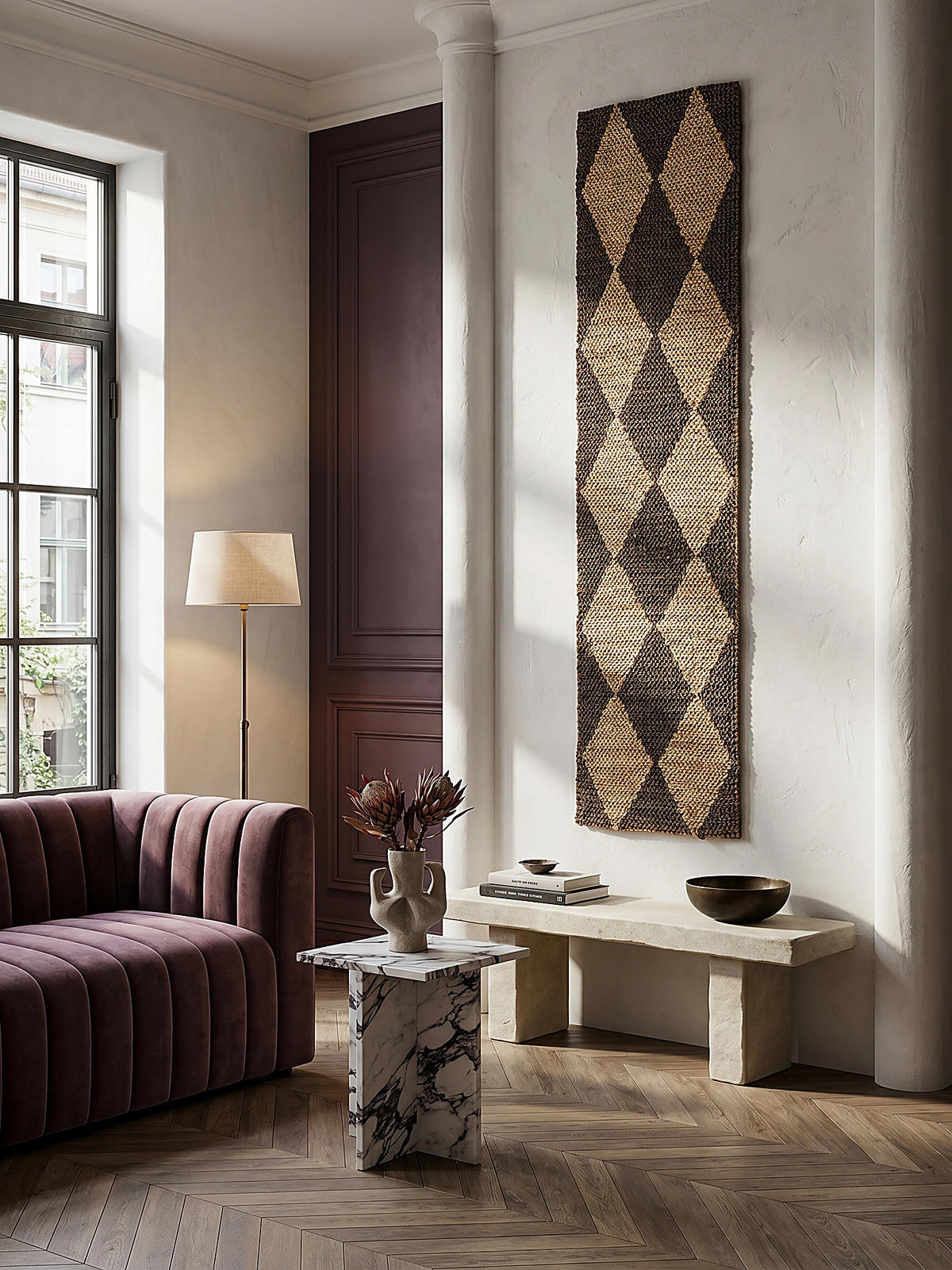 JUTETEPPICH BAIN, mit Rautenmuster, Braun, 60 x 230 cm - Braun, Textil (60/230cm) - KADIMA DESIGN