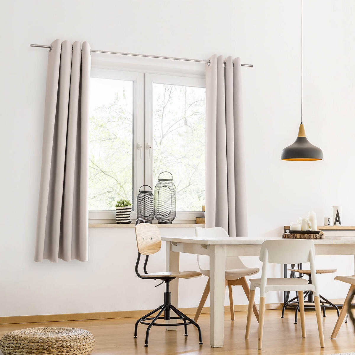 VERDUNKLUNGSVORHÄNGE Emelie 140/145 cm,2er-Set, mit Hitze- und Kälteschutz,Hellgrau - Hellgrau, Kunststoff (140/145cm) - Blumtal