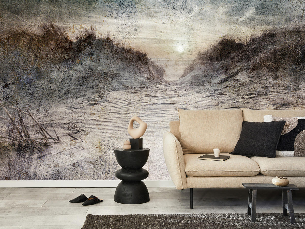 FOTOTAPETE Abstrakter Strand Beton Abstraktion 200x140 - Beige/Braun, Papier (200/140cm) - Muralo