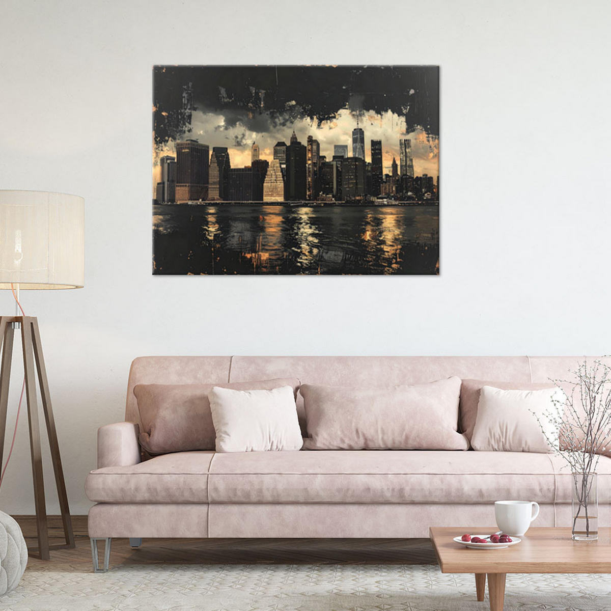 LEINWANDBILD Städte & Architektur 90x60cm - Goldfarben, Textil (90/60cm) - Feeby