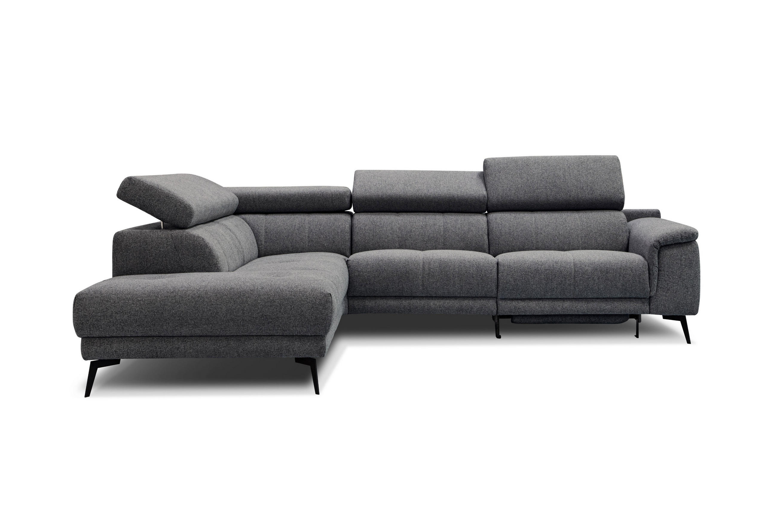 ECKSOFA FIERO 5-Sitzer mit 1 Relaxfunktion, dunkelgrau - Dunkelgrau, Holzwerkstoff/Textil (228/290cm) - Courtois Laville