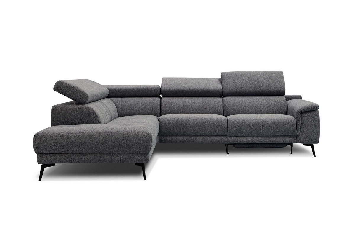 ECKSOFA FIERO 5-Sitzer mit 1 Relaxfunktion, dunkelgrau - Dunkelgrau, Holzwerkstoff/Textil (228/290cm) - Courtois Laville