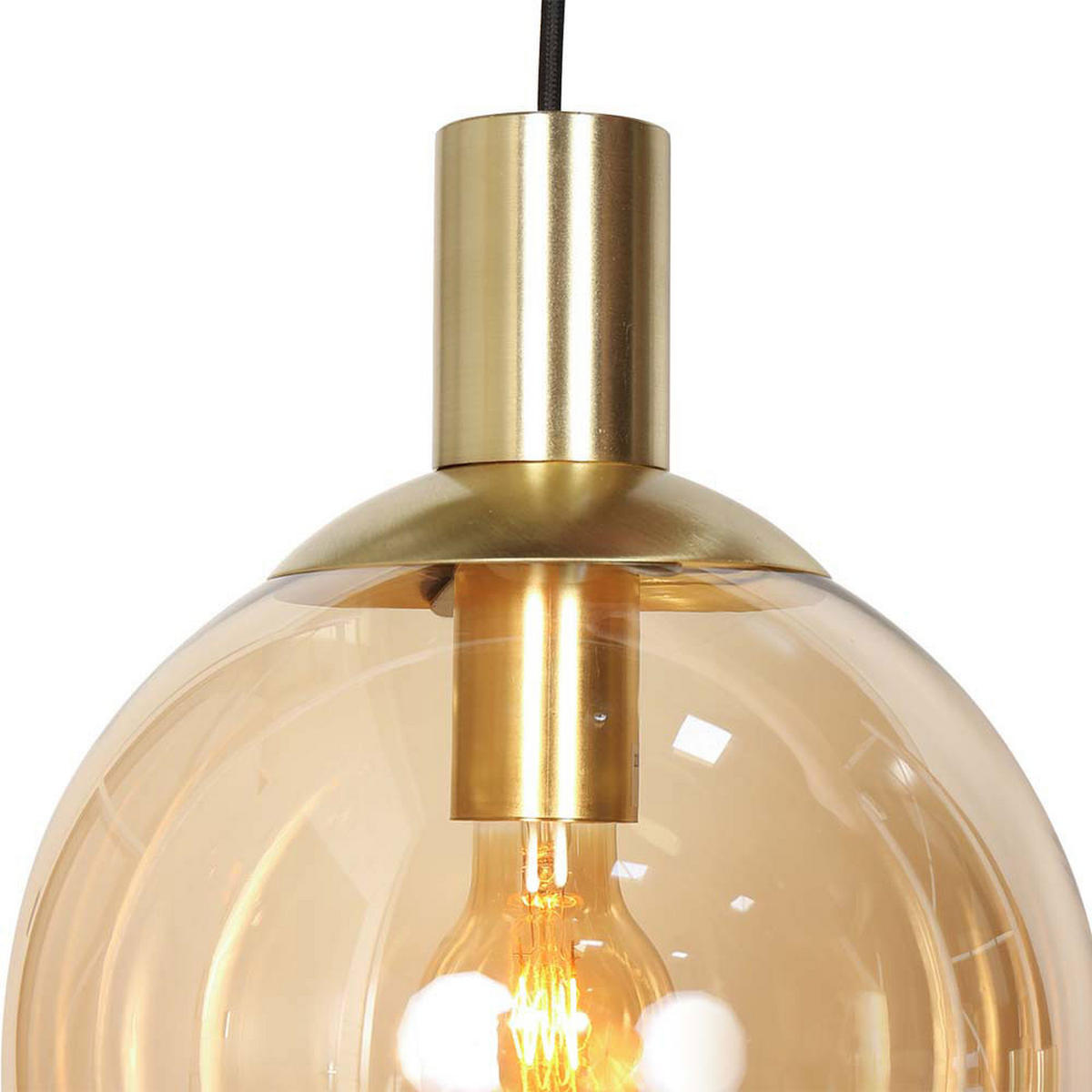 LED HÄNGELEUCHTE Bollique Messing Bernstein - Messingfarben, Glas (60/60/350cm)