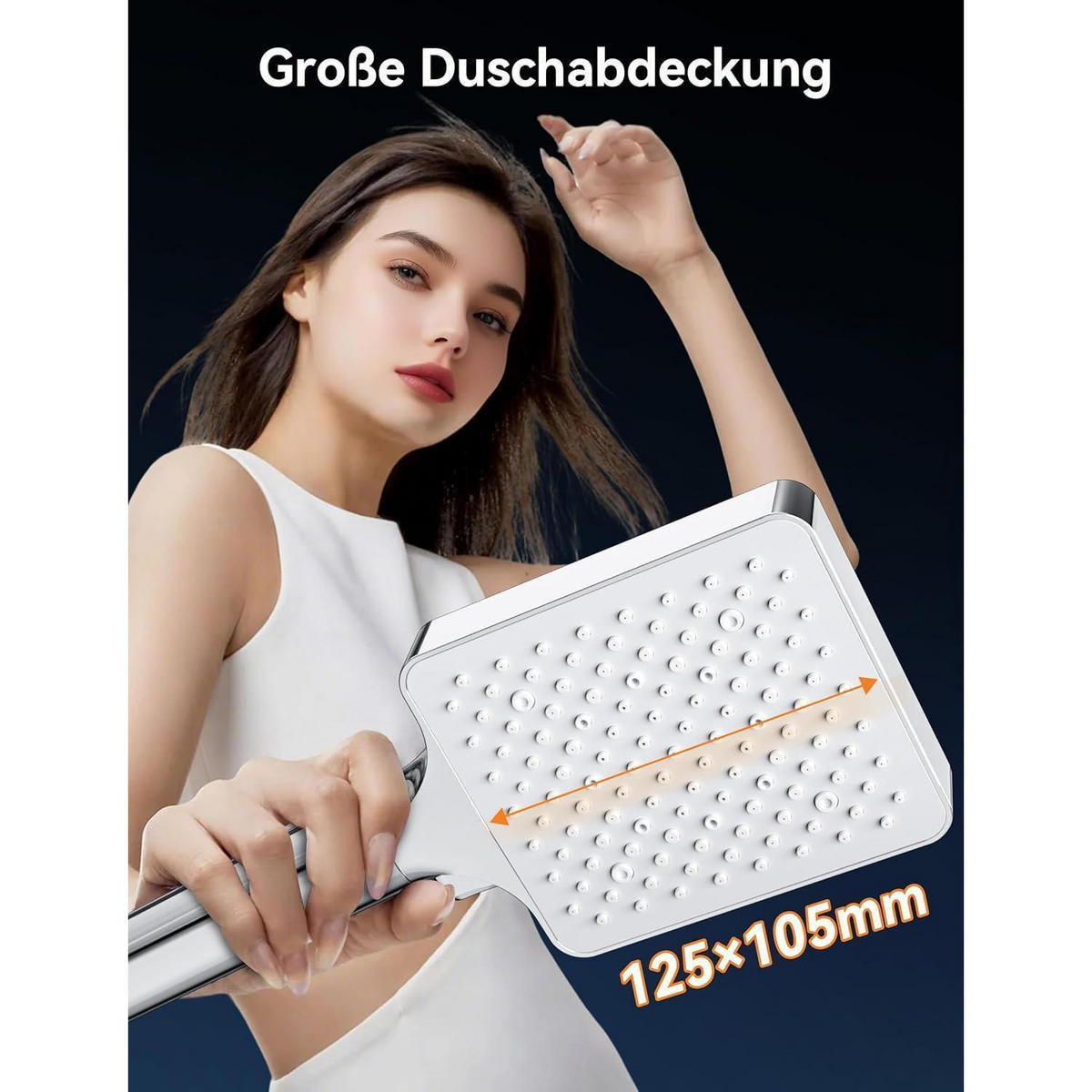 HANDBRAUSE mit Schlauch 6 Strahlarten Hochdruck Wassersparend Weiß - Weiß, Kunststoff (10.5/12.7/27cm)