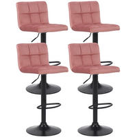 BARHOCKER 4er Set Fenai Samt pink - Pink/Schwarz, Textil/Metall (40/106/40cm) - TPFLiving