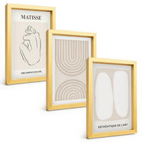BILDER SET 3er Set - 20x30 cm Goldrahmen - Stilvolle minimalistische Linien - Goldfarben, Kunststoff (20/30cm) - TULUP