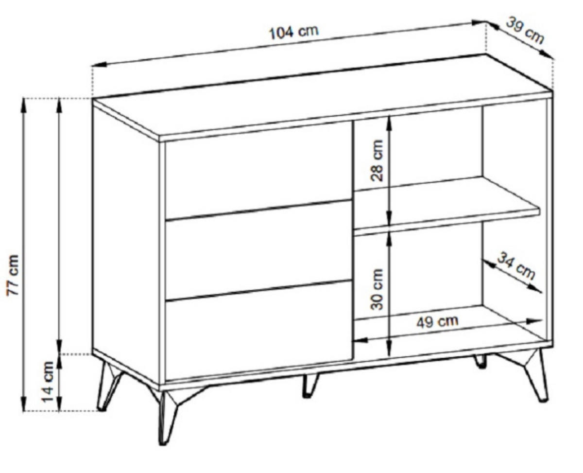 SIDEBOARD Weiß DIAMO KSZ 104 - Multicolor, Holzwerkstoff (104/77/39cm) - Sepro Meble
